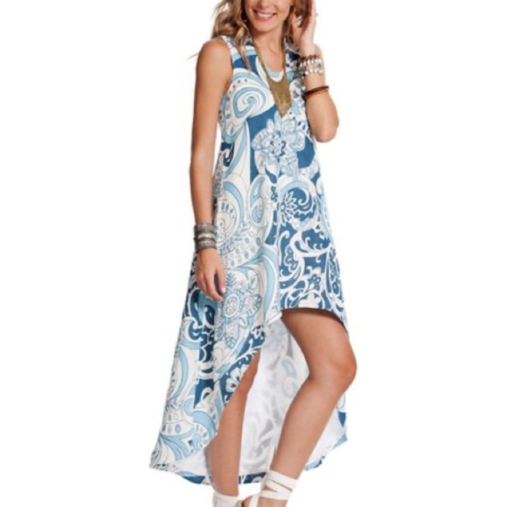 Blue Paisley Persephone Linen Dress